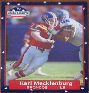 Karl Mecklenburg #18 Football Cards 1991 Fleer Stars and Stripes