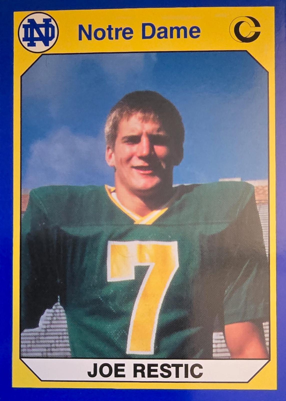 Joe Restic #27 Football Cards 1990 Notre Dame Collegiate Collection