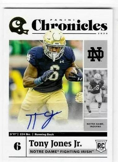 Tony Jones Jr #22 Football Cards 2020 Panini Chronicles Draft Picks Signatures