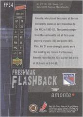 Back Of Card | Tony Amonte Hockey Cards 2003 Upper Deck Victory Freshman Flashback