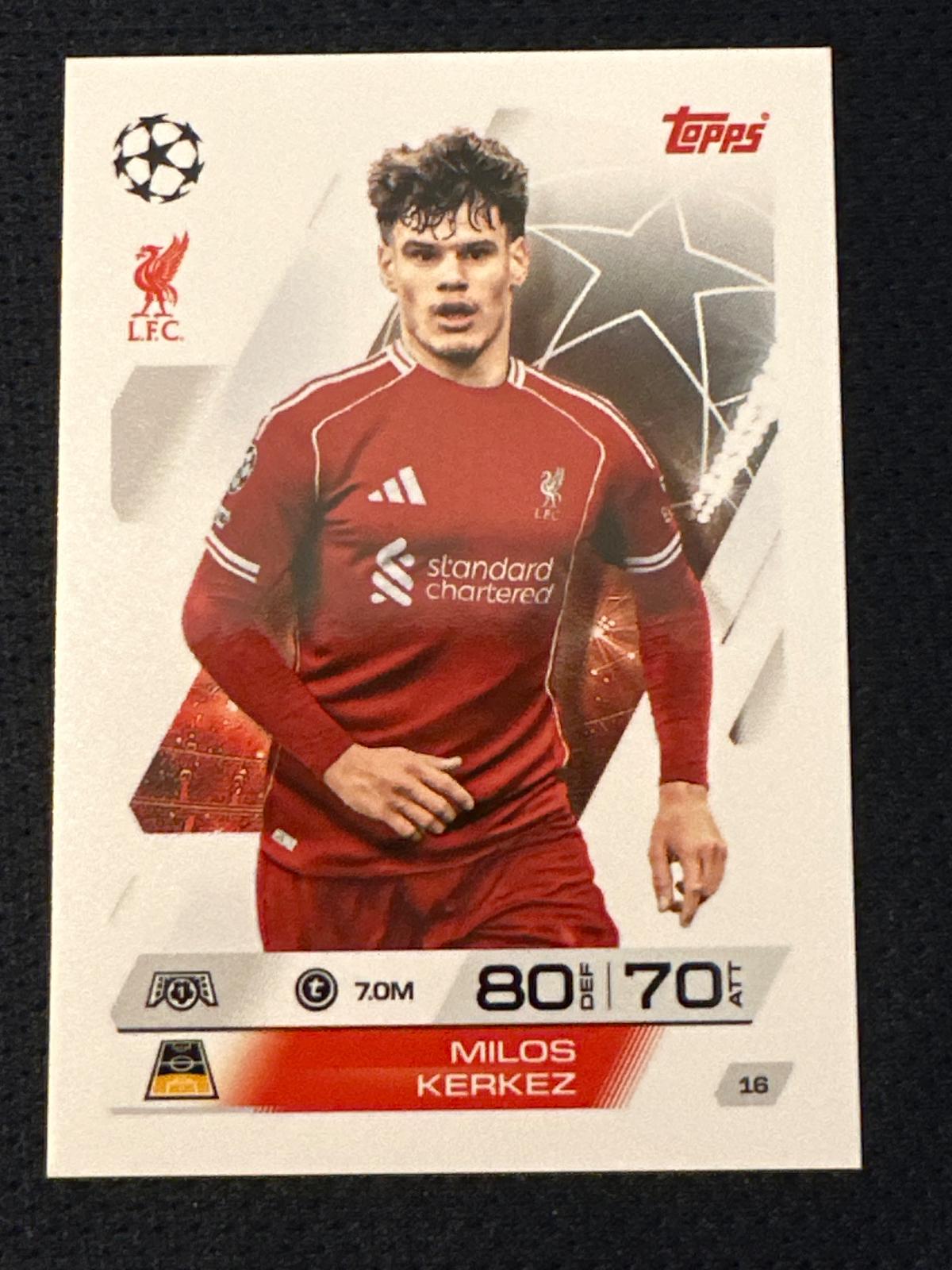 Milos Kerkez #16 2025 Topps Match Attax UEFA
