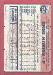 Back Of Card | Greg Harris Baseball Cards 1991 Topps