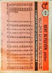 Back Of Card | Bert Blyleven Baseball Cards 1981 Topps