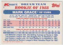 Reverse | Mark Grace Baseball Cards 1989 Kmart