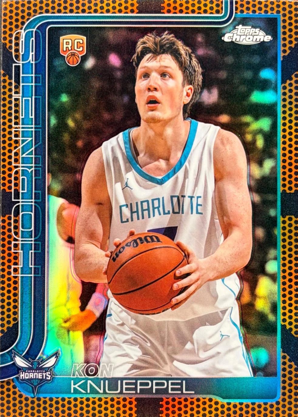2025 Topps Chrome Kon Knueppel [Orange Basketball Refractor] #254 card