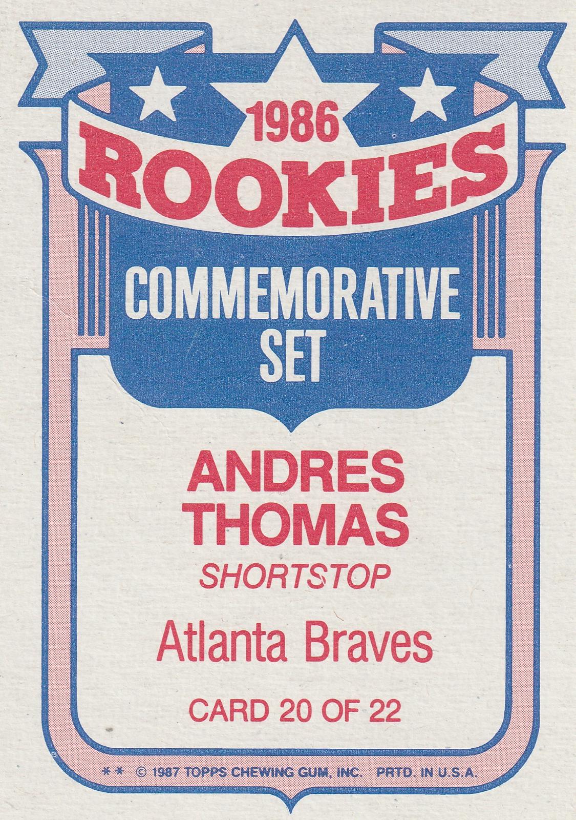 Andres Thomas #20 Prices [Rookie] | 1987 Topps Glossy Rookies ...