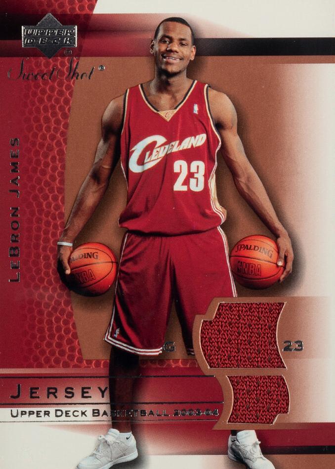 LeBron James #LJ-J Basketball Cards 2003 Upper Deck Sweet Shot Game Jersey