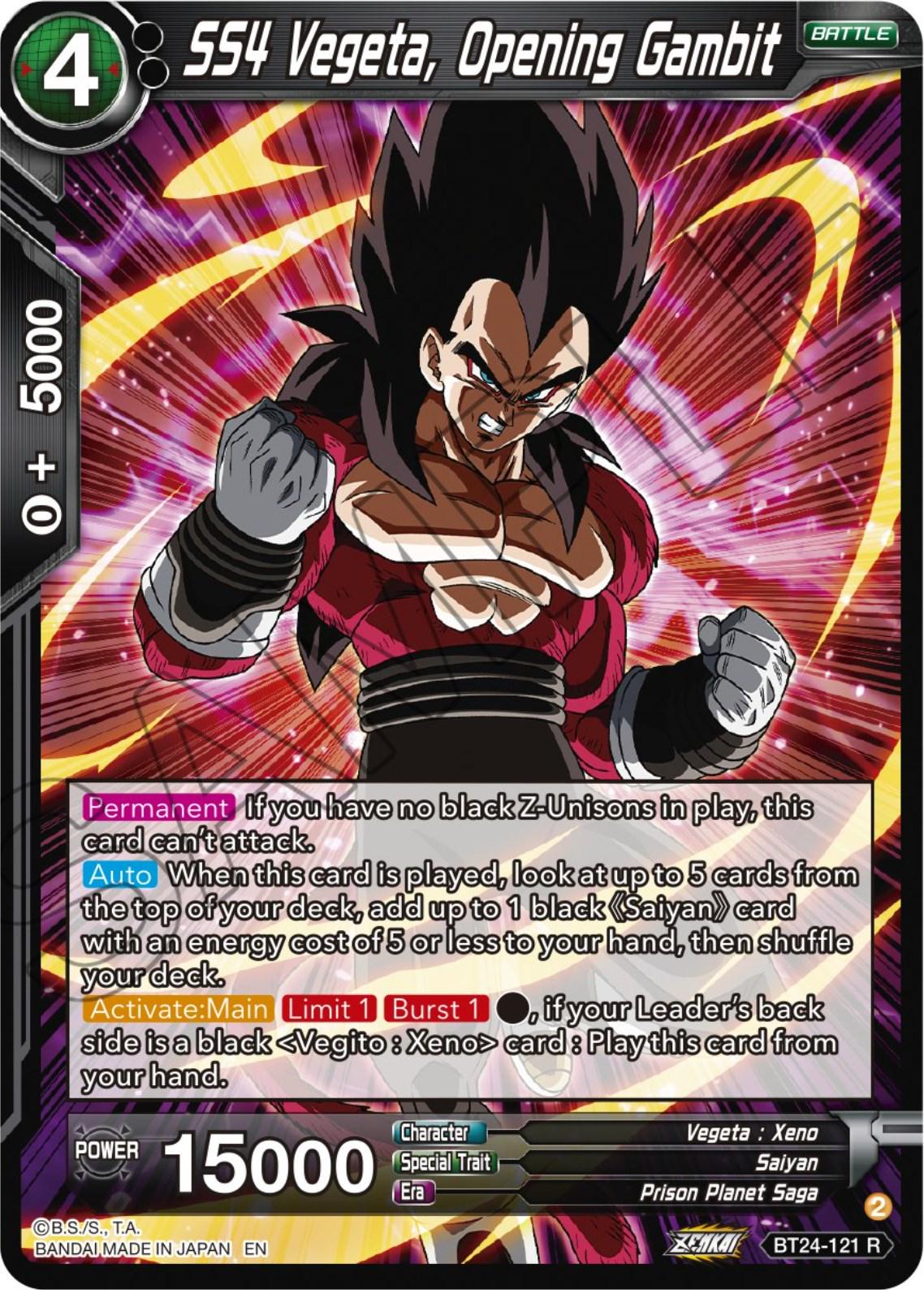 SS4 Vegeta, Opening Gambit BT24-121 Dragon Ball Super Beyond Generations
