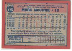 Back Of Card | Mark McGwire Baseball Cards 1991 Topps