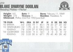 Blake Doolan Back | Blake Doolan Baseball Cards 1995 Team Set