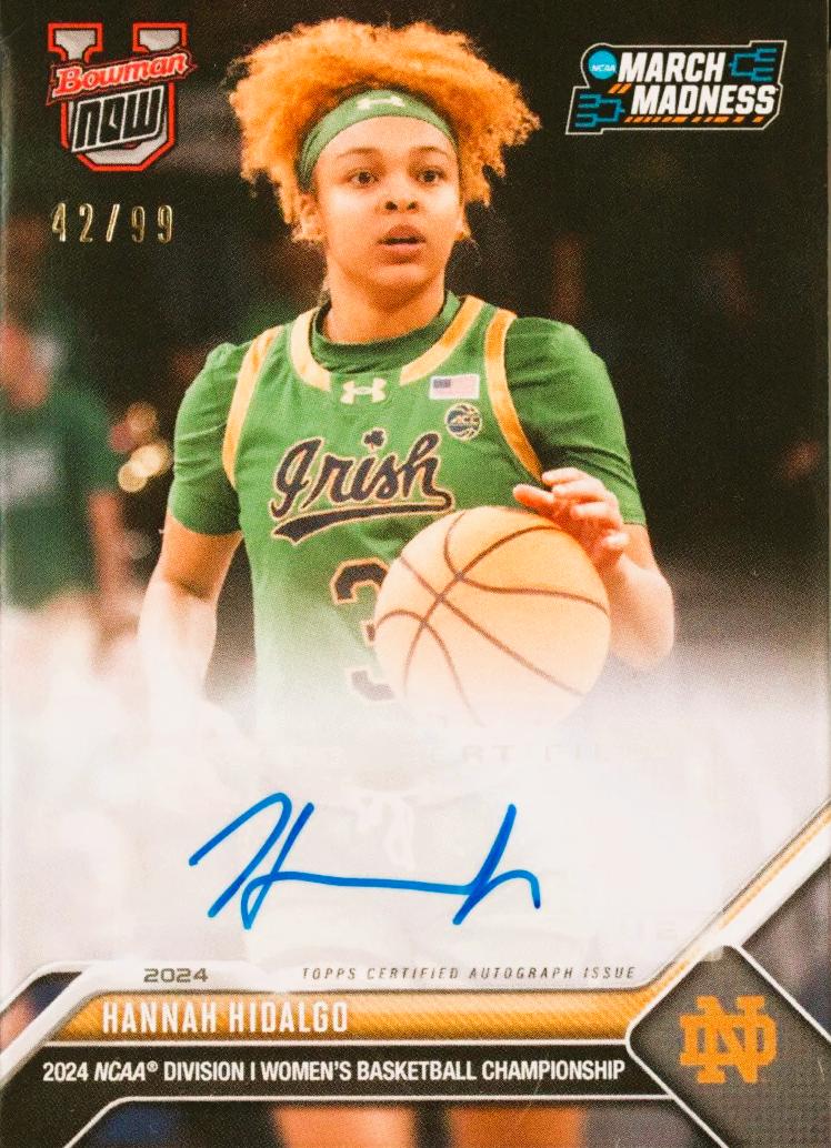 Hannah Hidalgo #7A Basketball Cards 2024 Bowman U Now NCAA March Madness Autograph