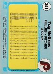 Back Of Card | Tug McGraw Baseball Cards 1982 Fleer