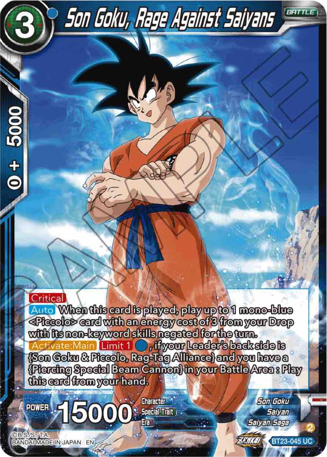 Son Goku, Rage Against Saiyans BT23-045 Dragon Ball Super Perfect Combination