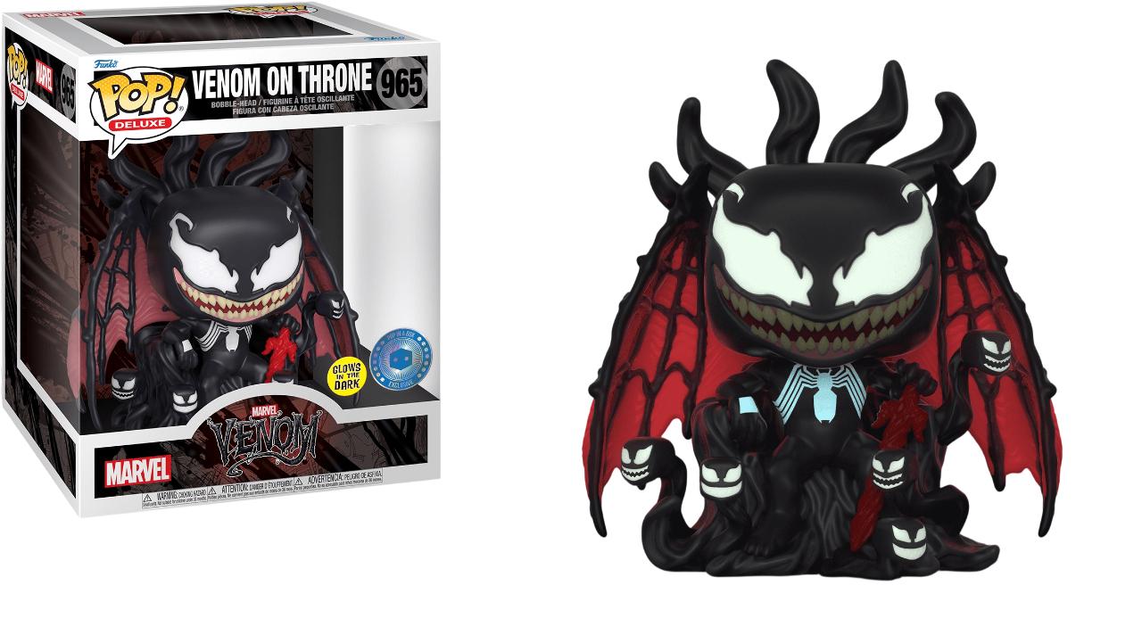 Venom On Throne #965 Venom Funko Pop Pop In A Box GITD exclusive box and figure