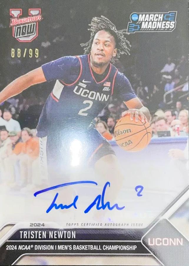 Tristen Newton #4A 2024 Bowman U Now NCAA March Madness Autograph Basketball