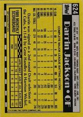 Back Of Card | Darrin Jackson Baseball Cards 1990 Topps