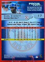 Back Of Card | Carl Everett Baseball Cards 2001 Fleer Focus