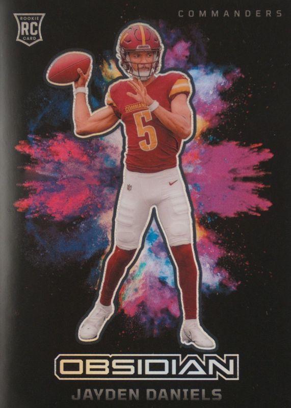 Jayden Daniels #2 Football Cards 2024 Panini Obsidian Black Color Blast