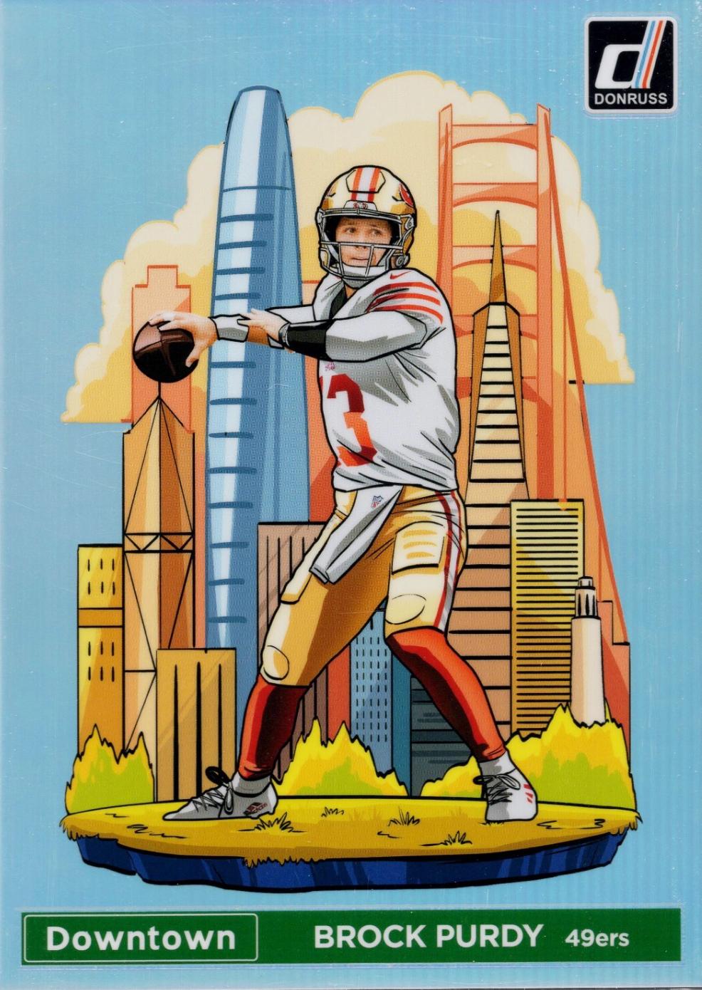 Brock Purdy #4 Football Cards 2024 Panini Donruss Oversized Downtown