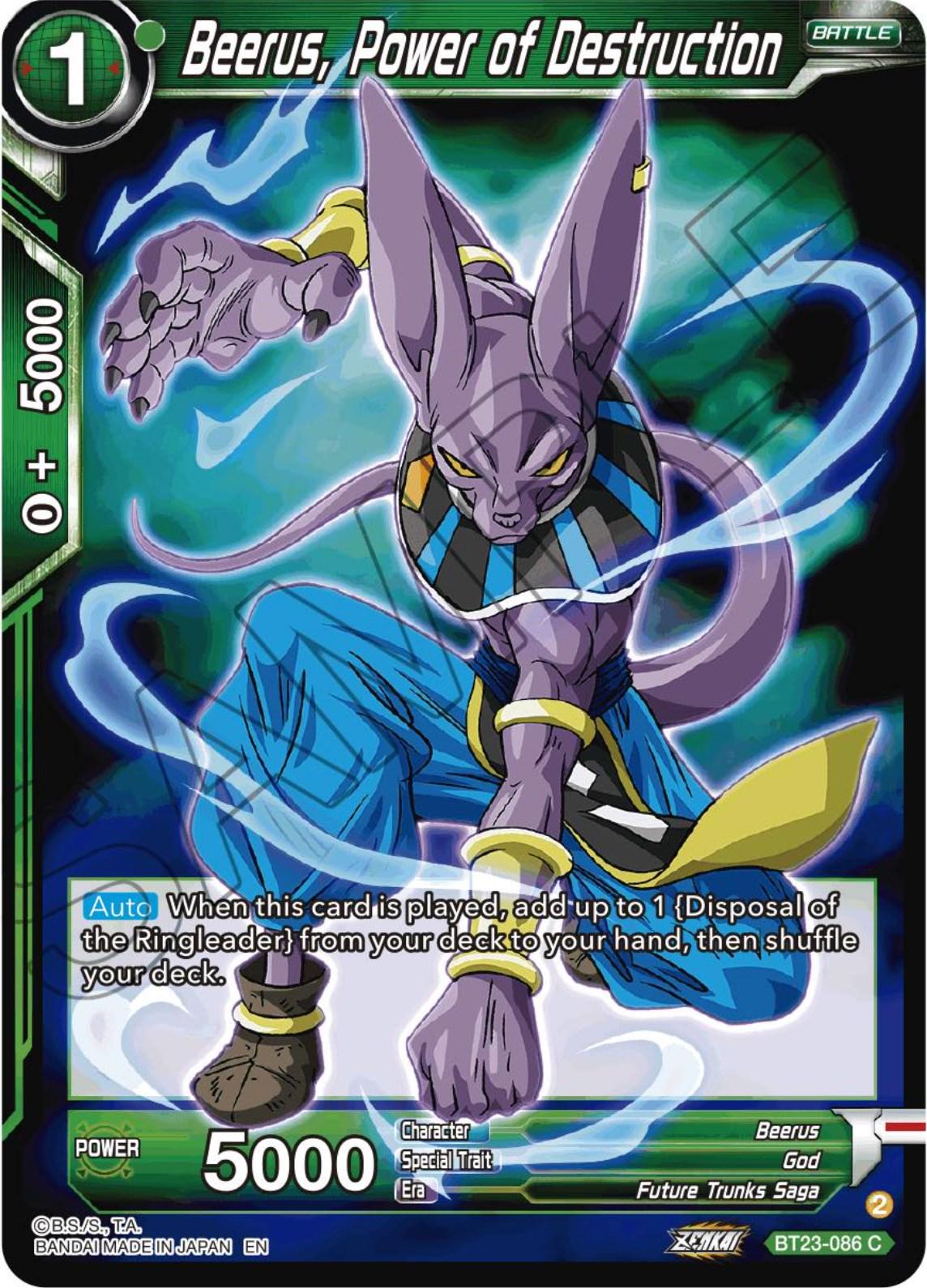 Beerus, Power of Destruction BT23-086 Dragon Ball Super Perfect Combination
