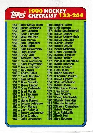 Checklist #133-264 #264 Hockey Cards 1990 Topps