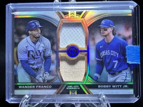 Wander Franco, Bobby Witt Jr. #DR-FW Baseball Cards 2023 Topps Tribute Dual Relics 2 Image