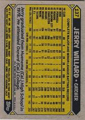 Back Of Card | Jerry Willard Baseball Cards 1987 Topps