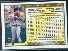Back Side | Greg Maddux [Refractor] Baseball Cards 1999 Topps Chrome