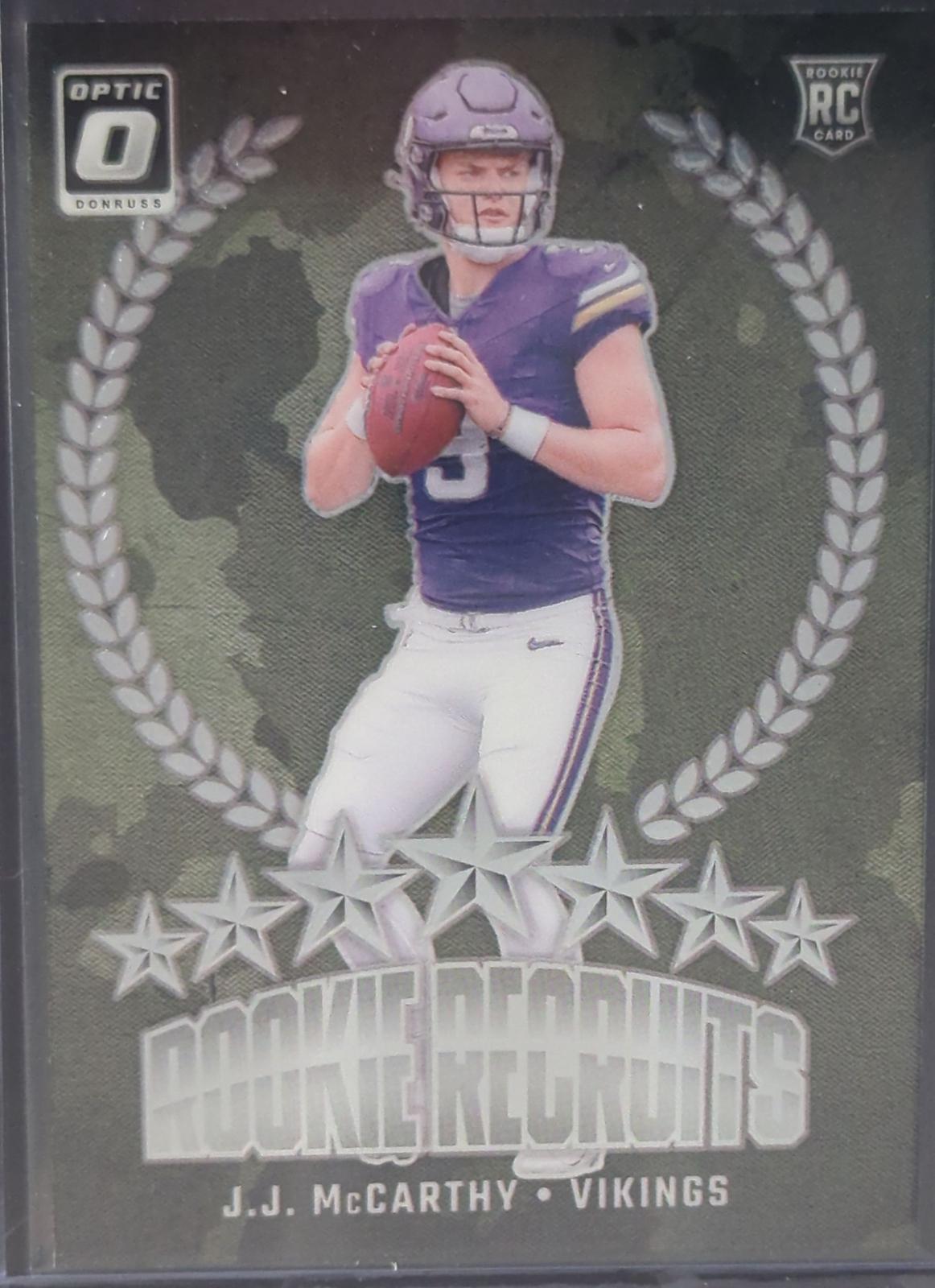J.J. McCarthy #11 Football Cards 2024 Panini Donruss Optic Rookie Recruit