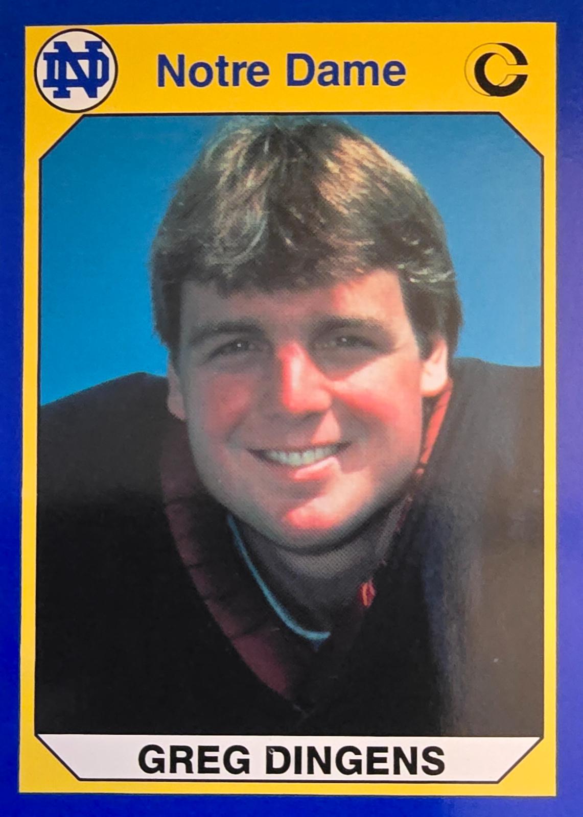 Greg Dingens #16 Football Cards 1990 Notre Dame Collegiate Collection