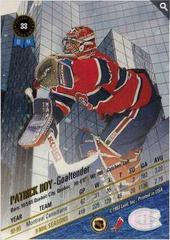 Back Of Card | Patrick Roy Hockey Cards 1993 Leaf