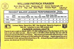 Back | Will Fraser Baseball Cards 1987 Donruss