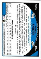 Back Of Card | Travis Snider Baseball Cards 2009 Topps