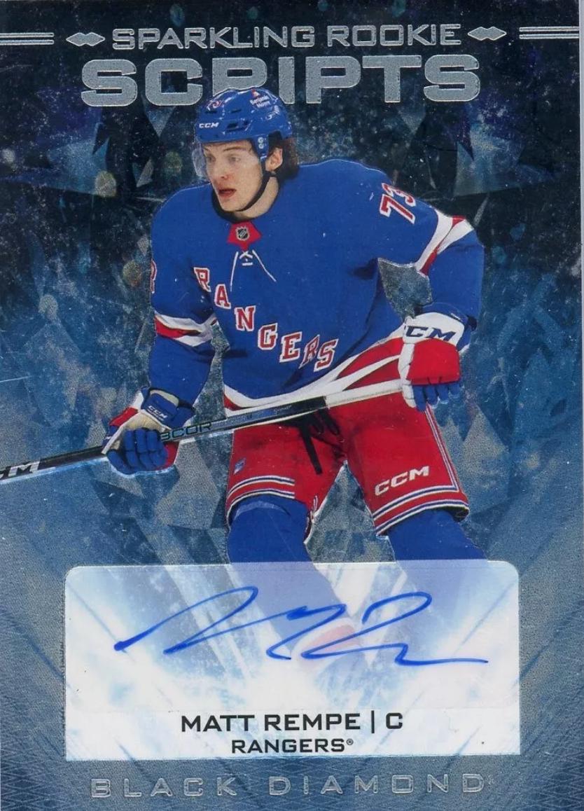 Matt Rempe #SRS-MR Hockey Cards 2024 Upper Deck Black Diamond Sparkling Rookie Scripts