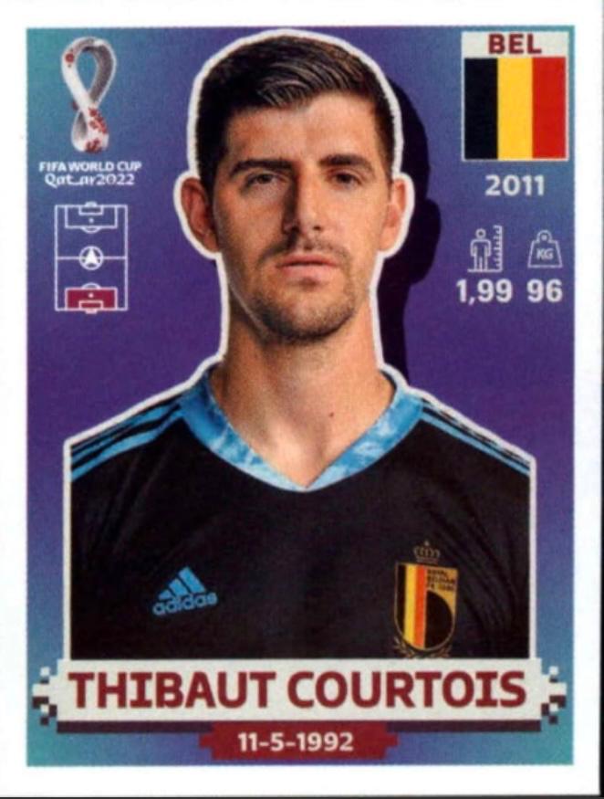 Thibaut Courtois #BEL3 Soccer Cards 2022 Panini World Cup Qatar Stickers