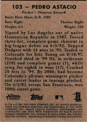 Back Of Card | Pedro Astacio Baseball Cards 2001 Bowman Heritage