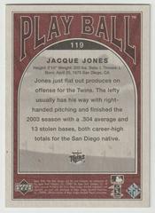 Reverse | Jacque Jones Baseball Cards 2004 Upper Deck Play Ball