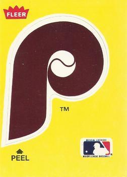 Philadelphia Phillies Logo ERR: Look For Baseball 'Famous Feats' On Back! Missing On Front Baseball Cards 1986 Fleer Team Stickers