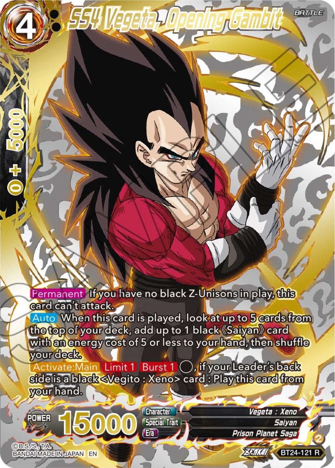 SS4 Vegeta, Opening Gambit front