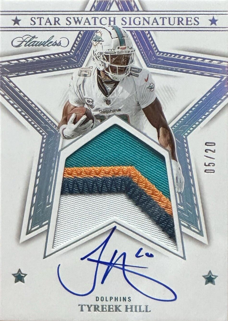 Tyreek Hill #12 Football Cards 2023 Panini Flawless Star Swatch Signature