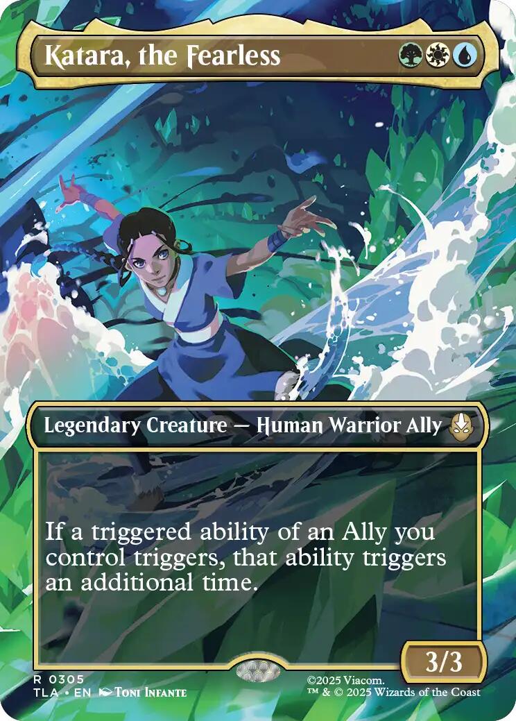 mtg katara promo card Magic The Gathering - Avatar The Last Airbender where X is the number of tapped artifacts and/or creatures you control. Aang and Katara (borderless)