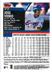 Back Of Card | Jose Vidro Baseball Cards 2000 Topps