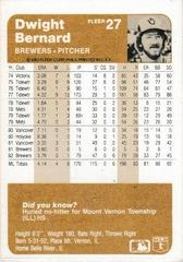 Back Of Card | Dwight Bernard Baseball Cards 1983 Fleer