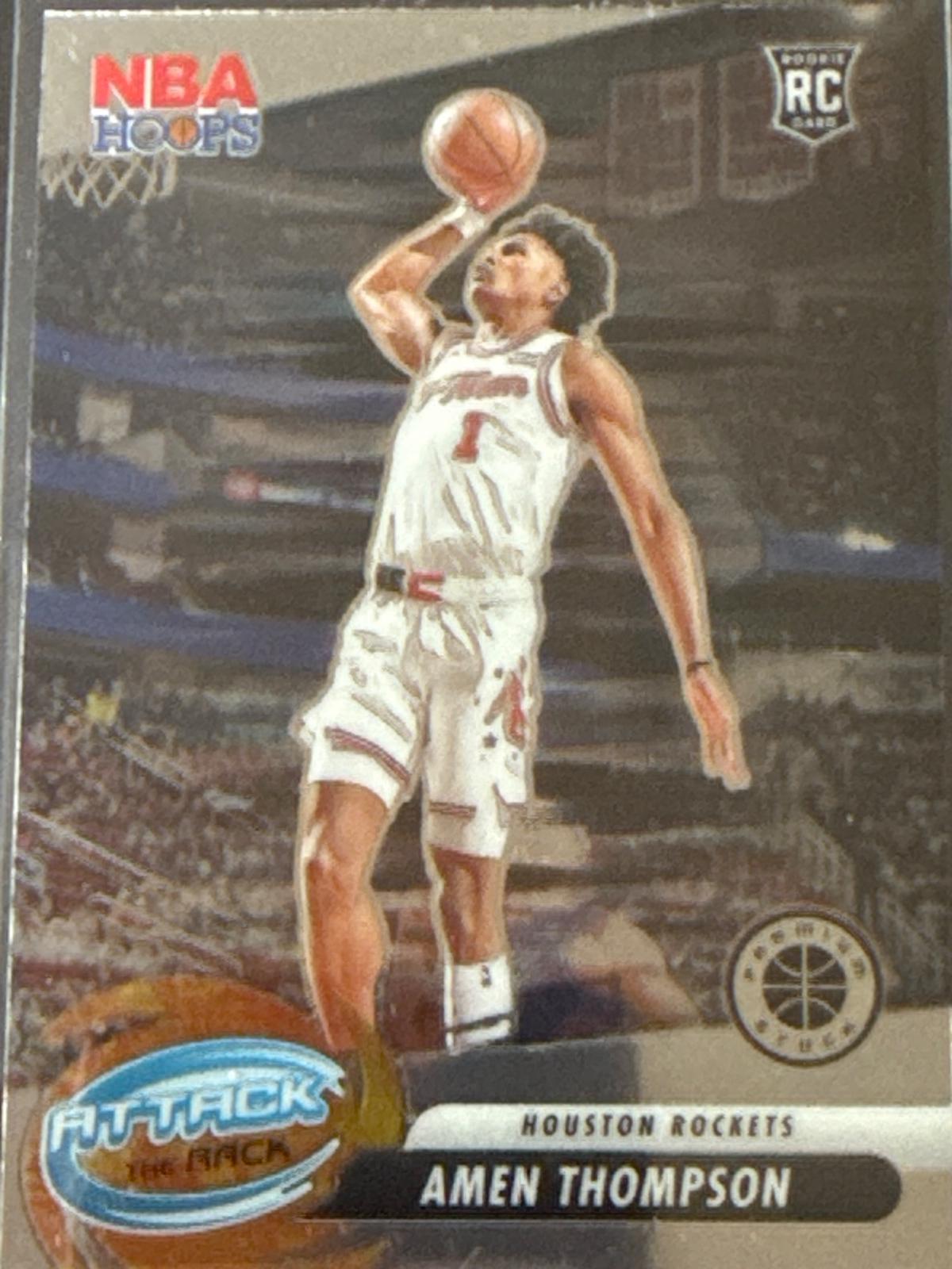 Amen Thompson #9 Basketball Cards 2023 Panini Hoops Premium Stock Attack the Rack