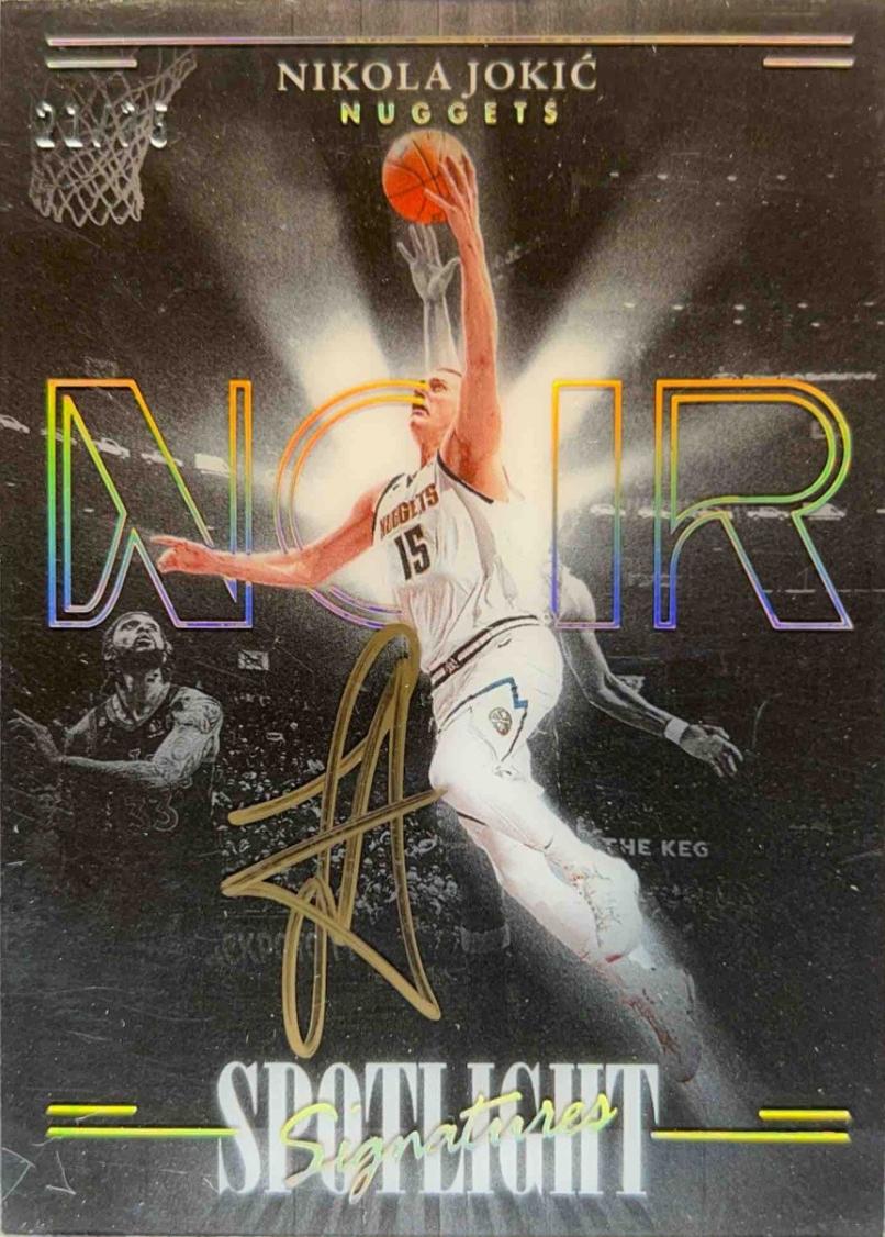 Nikola Jokic #2 Basketball Cards 2023 Panini Noir Spotlight Signatures Vertical