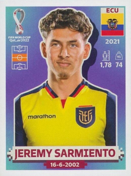 Jeremy Sarmiento #ECU15 2022 Panini World Cup Qatar Stickers Soccer