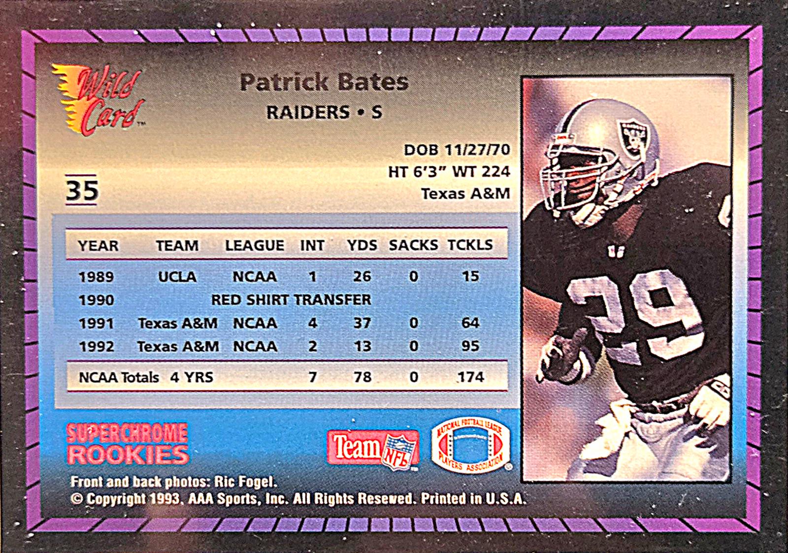 Patrick Bates #35 Prices [Rookie] | 1993 Wild Card Superchrome Rookies ...