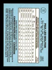 Back | Paul Molitor Baseball Cards 1986 Leaf