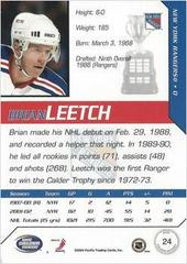 Back Of Card | Brian Leetch Hockey Cards 2002 Pacific Calder