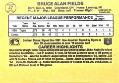 Back | Bruce Fields Baseball Cards 1987 Donruss